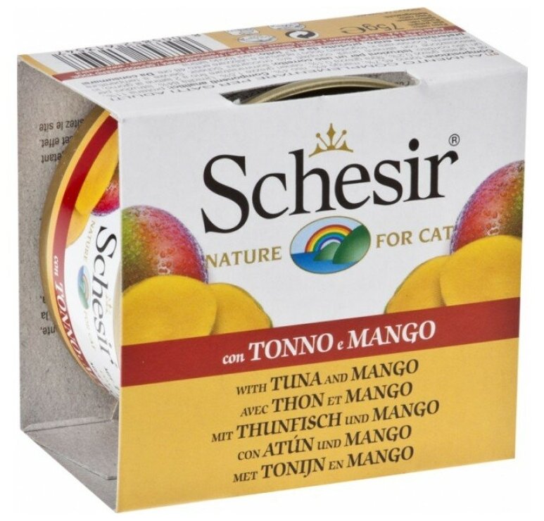 Schesir 75 гр консервы для кошек тунец/манго/рис (банка)
