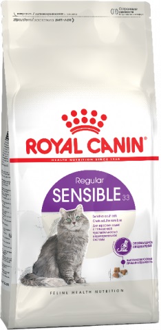 Sensible 33 корм для кошек с чувствительной пищеварительной системой в возрасте с 1 года до 7 лет, Royal Canin