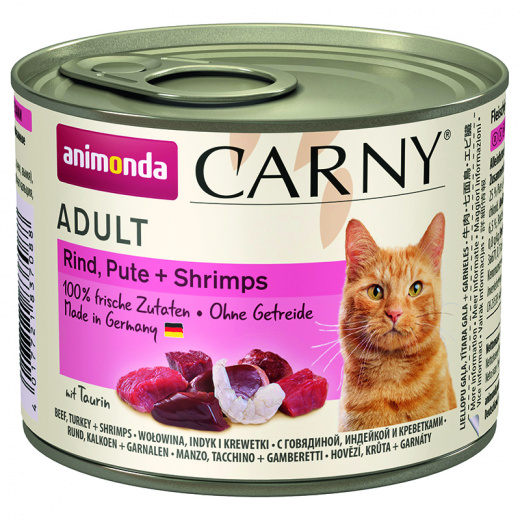 Animonda Консервы  CARNY ADULT 200 г с говядиной индейкой и креветками для взрослых кошек