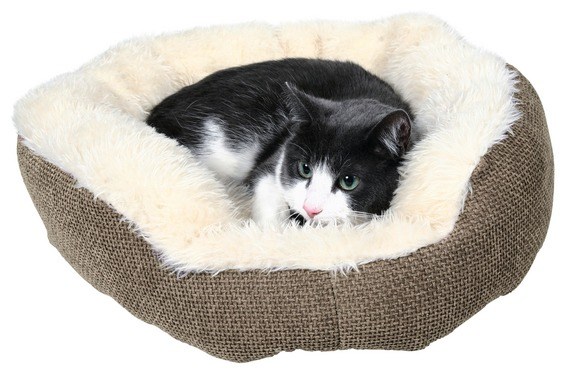 Лежак для кошки Yuma, ф 45 см, коричневый/белый, с мехом, Trixie