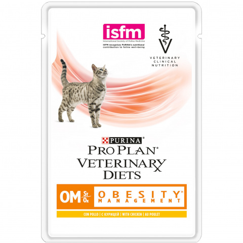 Veterinary Diets OM Obesity Management влажный корм для кошек при ожирении, с курицей, Purina Pro Plan