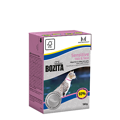 BOZITA Feline Funktion 190 г Hair & Skin Tetra Pak консервы кусочки в желе с лососем для здоровой кожи и шерсти от зоомагазина Дино Зоо