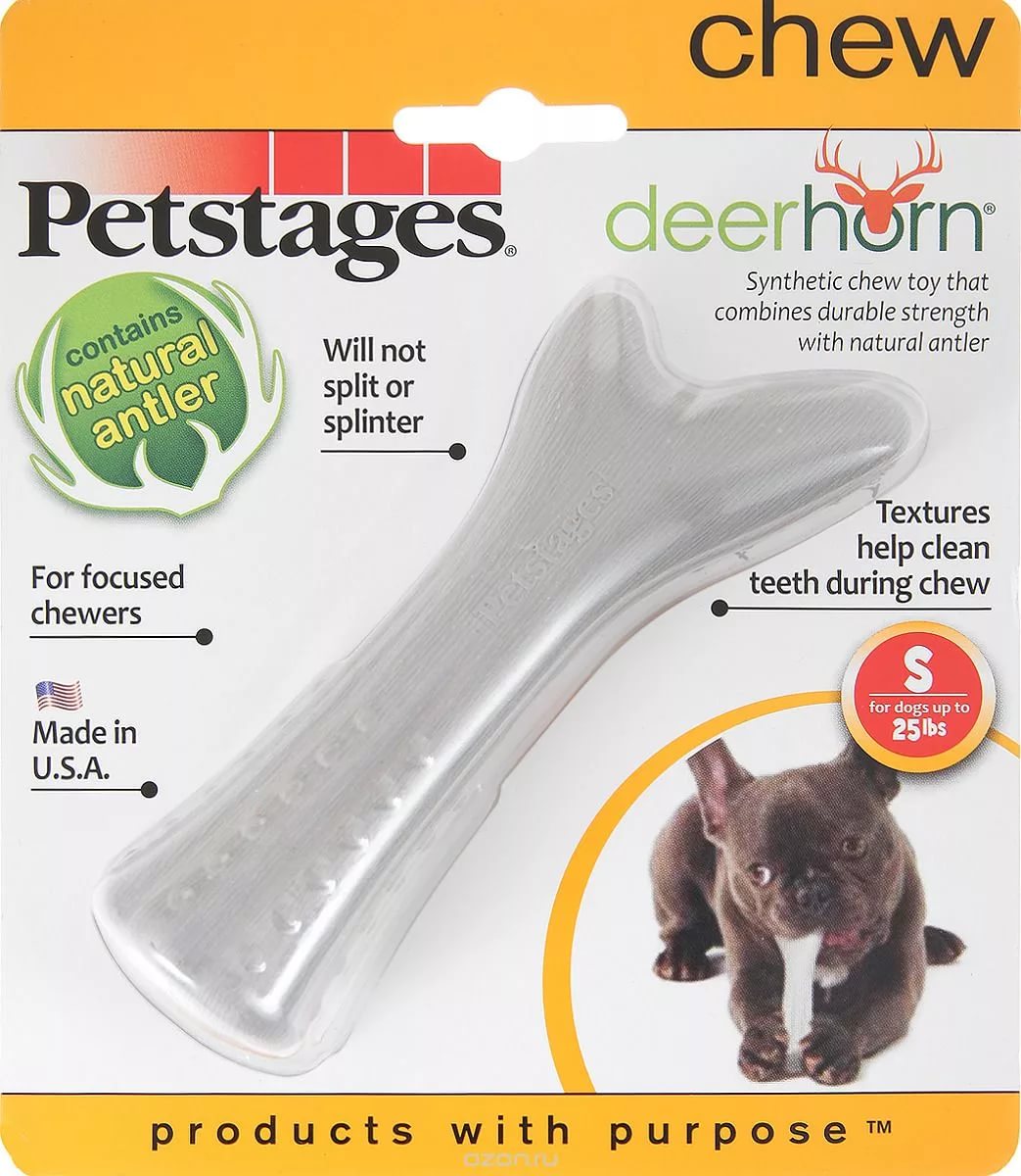 Petstages игрушка для собак Deerhorn, с оленьими рогами 12 см маленькая от зоомагазина Дино Зоо