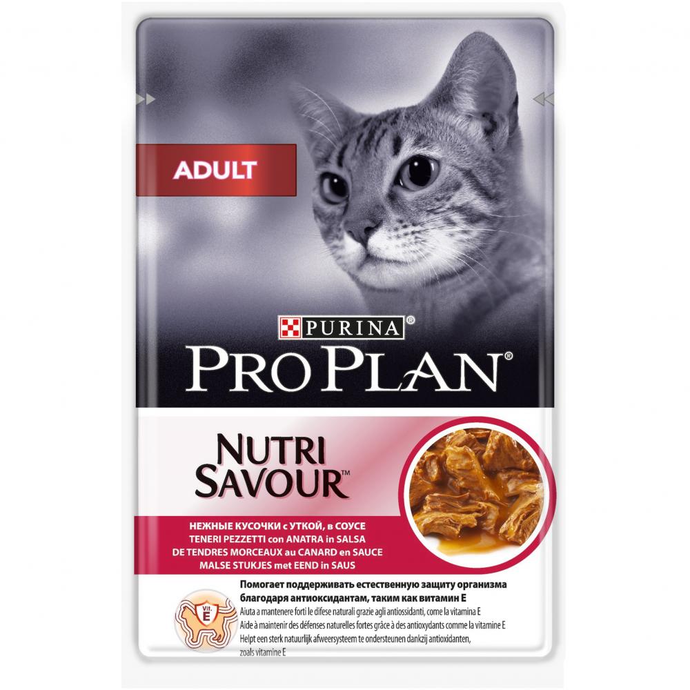 Purina Pro Plan Корм влажный для взрослых кошек Утка соус (пауч)