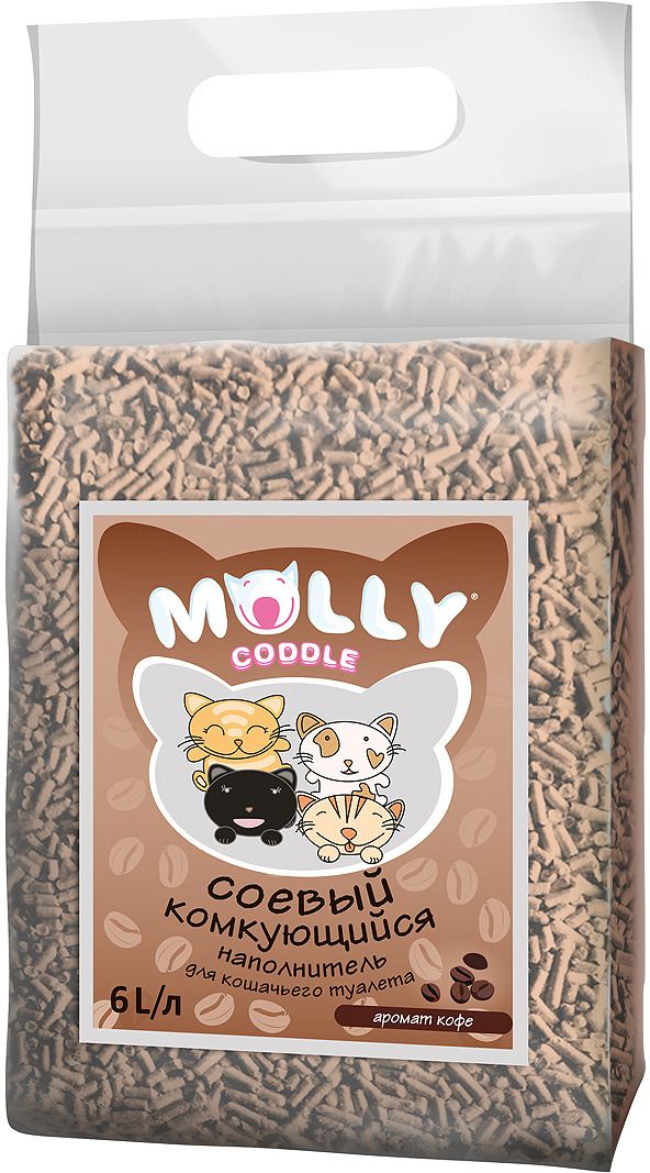 Наполнитель "Molly coddle", соевый комкующийся с ароматом кофе для кошачьего туалета от зоомагазина Дино Зоо