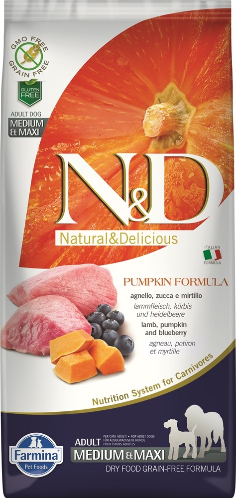"N&D" Dog Pumpkin Lamb & Blueberry ADULT Medium&Maxi ягненок с черникой для взр собак, Farmina от зоомагазина Дино Зоо