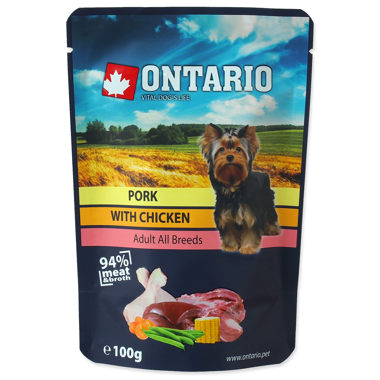 Ontario с курицей в бульоне для собак и щенков от 2х мес. пауч 100г