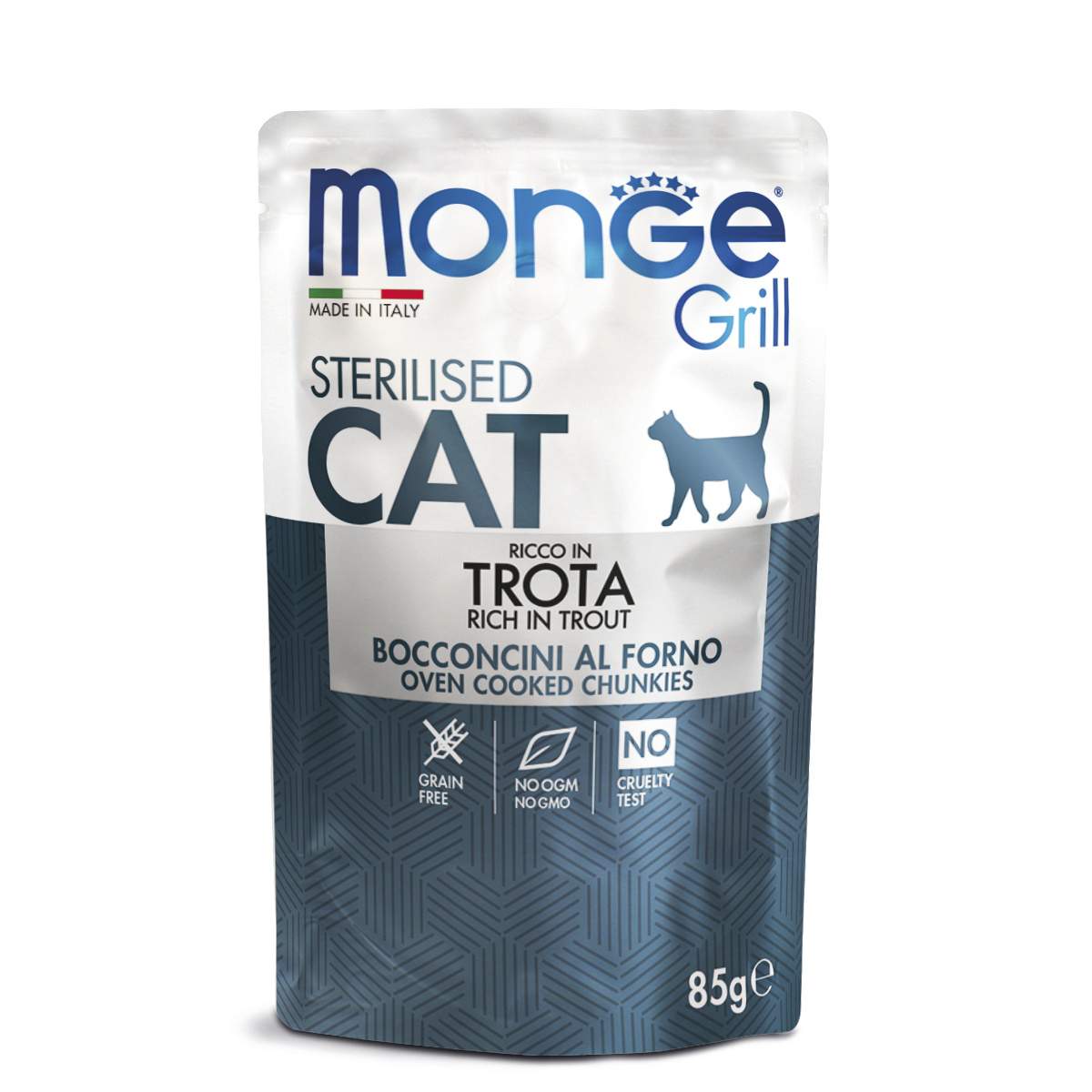 Monge Cat Grill Pouch влажный корм (пауч) для стерилизованных кошек итальянская форель